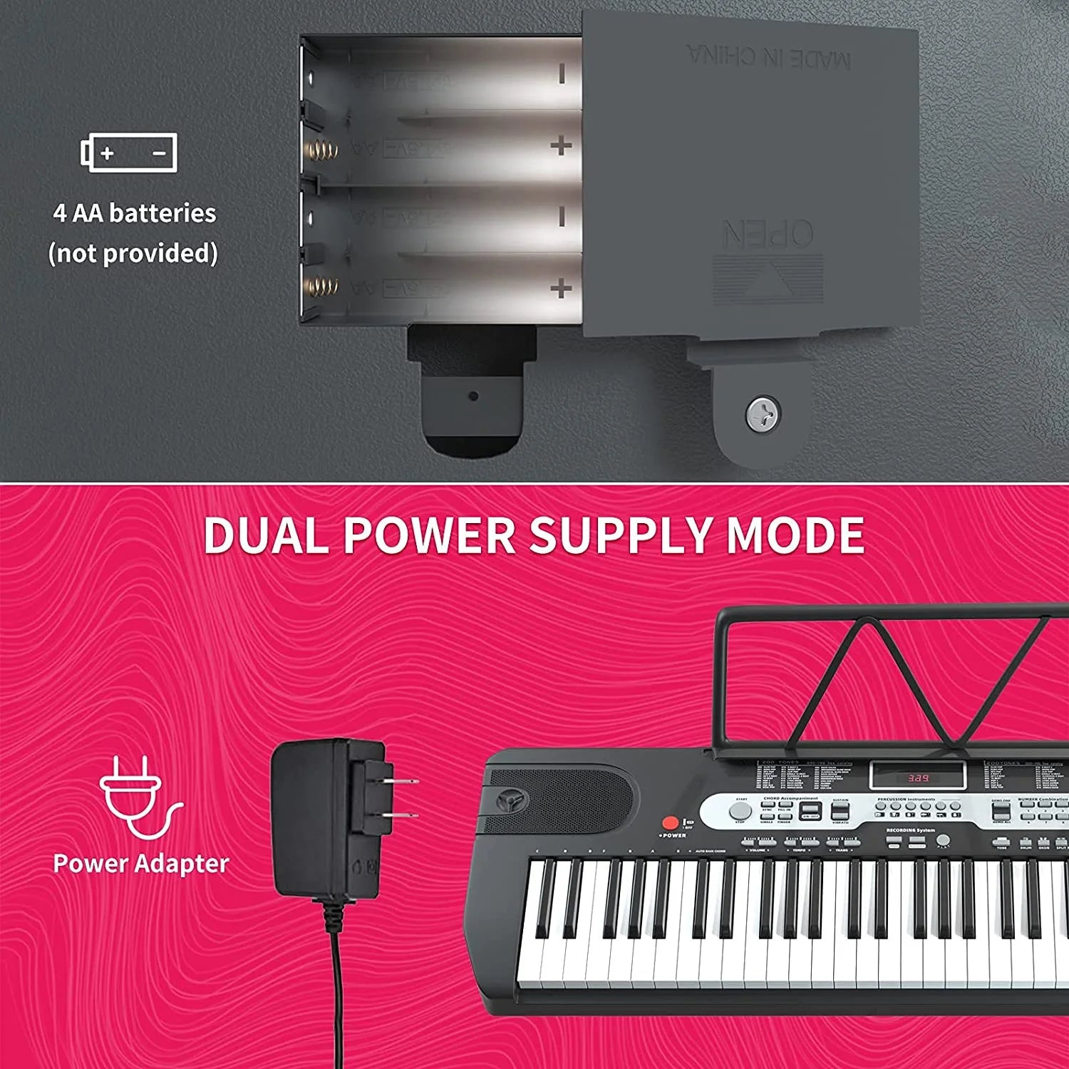 Piano Set 61 Key Portable Electric Keyboard Kit with Headphone, Stand, Stool and Power Supply