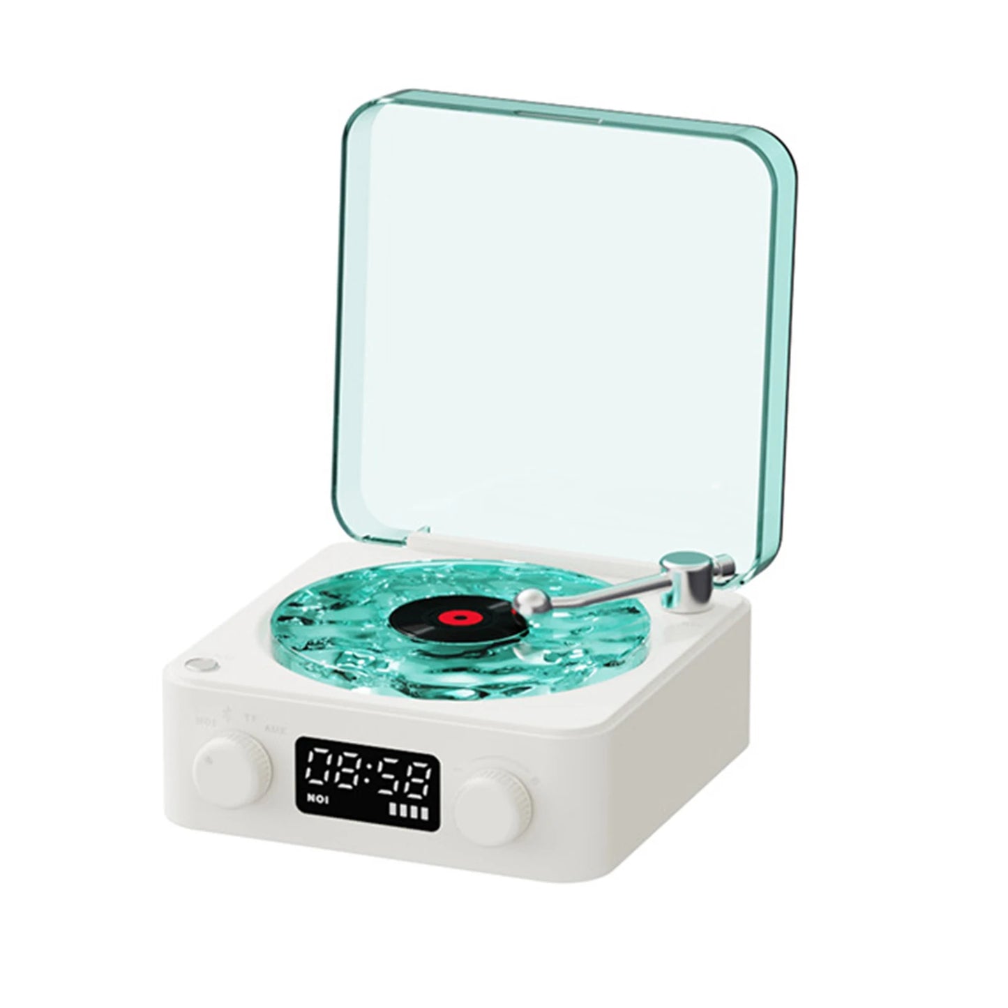 Retro Waves Vinyl Player White Noise Bluetooth Speaker Sleep Aid Turntable Speaker with Dynamic Water Ripple RGB Light