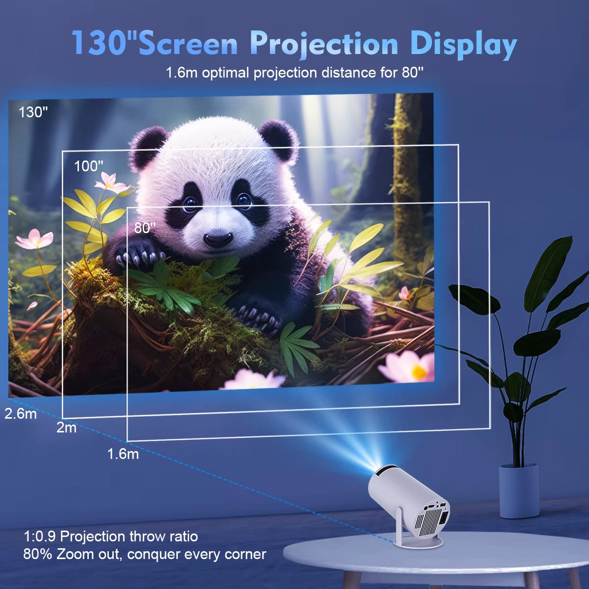 Projector Android11 4K 1280*720P HY300 Pro Dual Wifi 260ANSI 180Flexible BT5.0 Cinema Outdoor Portable Outdoor Projetor