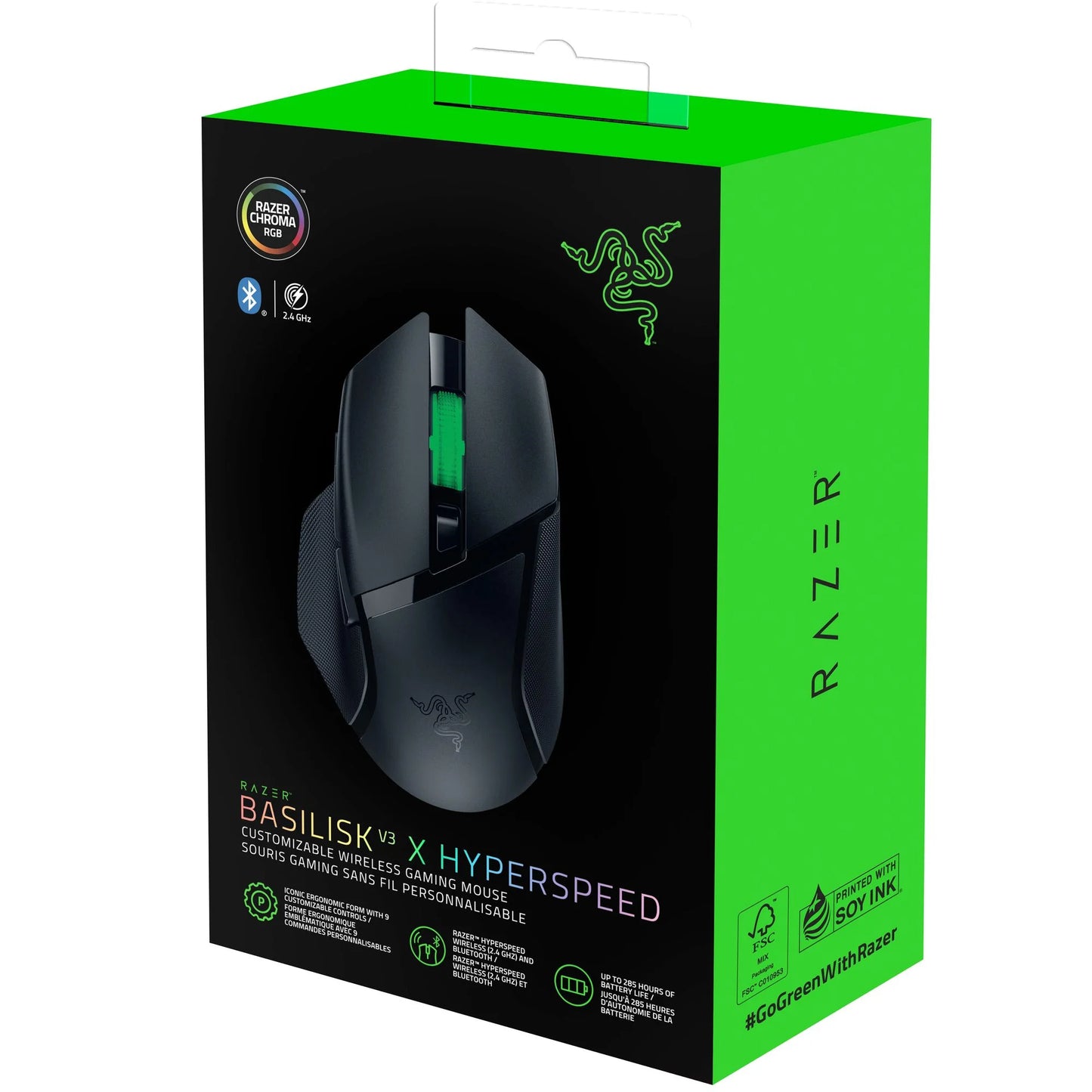 Basilisk V3 X Hyperspeed Wireless Gaming Mouse for PC, RGB Chroma, Black