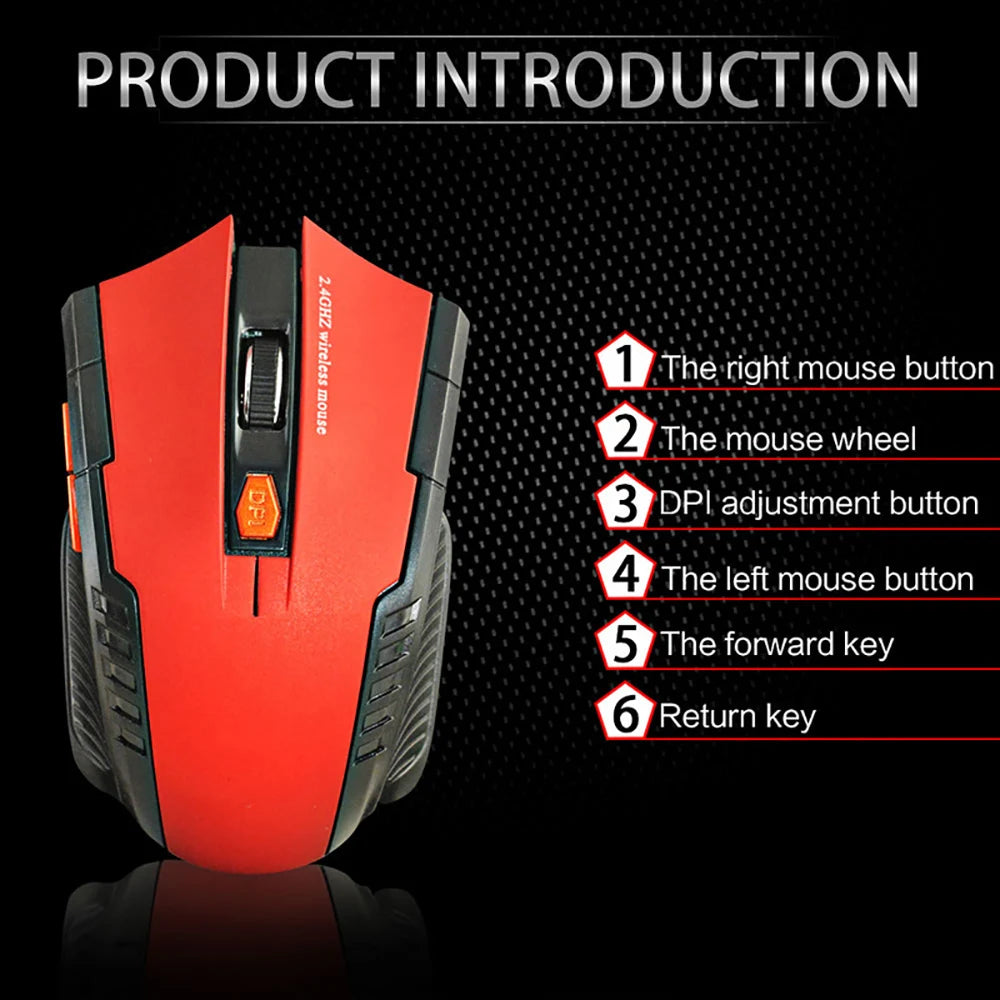 2.4Ghz Wireless Mouse with USB Receiver 2.4G Gaming Mouse 6D Optical Wireless Mouses USB Right Scroll Mice for Laptop PC Gamer