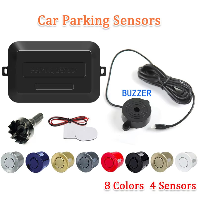 SINOVCLE 4 Sensors Buzzer 22Mm Car Parking Sensor Kit Reverse Backup Radar Sound Alert Indicator Probe System 12V Free Shipping